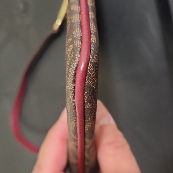 Michael Kors Signature Brown and Burgundy Wristlet - Picture 6 of 8